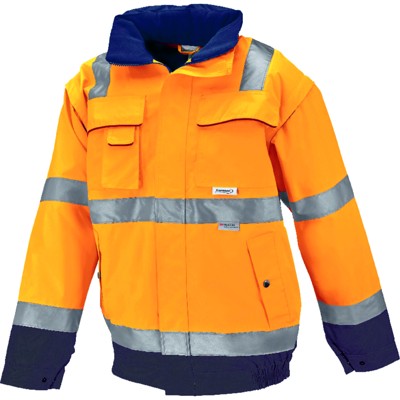 FORMAT - Warnjacke Comfort, Größe M, warnorange/marineblau