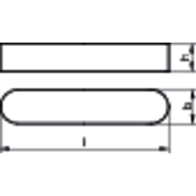 NOBRAND - Passfeder DIN 6885 Form A o. Bohrung rundstirnig Stahl C45+C blank 20 150 x 12