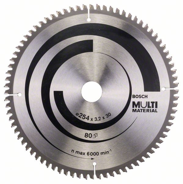 BOSCH Kreissägeblatt Multi Material, 254 x 30 x 3,2 mm, 80