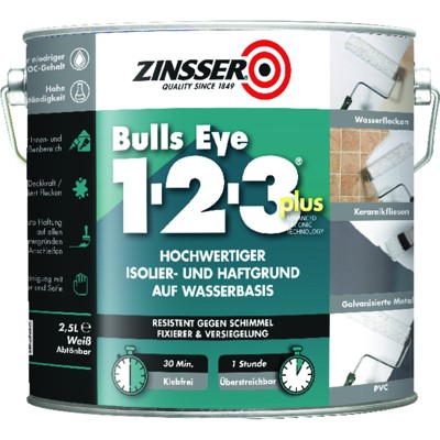 Zinsser® - Bulls Eye 1-2-3 Plus Grundierung weiß 2,5 Liter