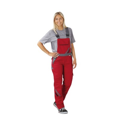 Planam - Damen Latzhose rot/schiefer/schwarz, Größe 34