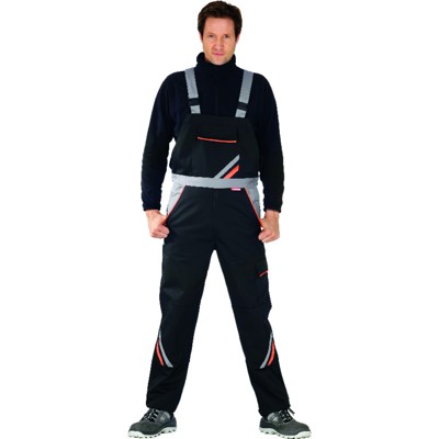 Planam - Latzhose 2431 schwarz/orange/zink, Größe 114