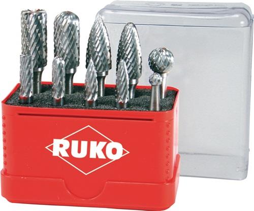 RUKO Frässtiftsatz Schaft-D.6mm 10tlg.HM ZYA-ST/WRC/SPG/RBF/KUD RUKO