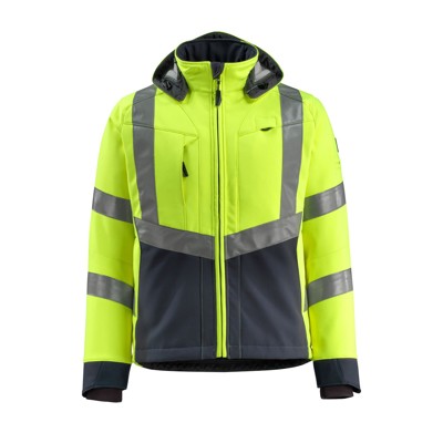 MASCOT® - Warnschutz-Softshelljacke Blackpool 15502-246, warngelb/schwarzblau, Größe L