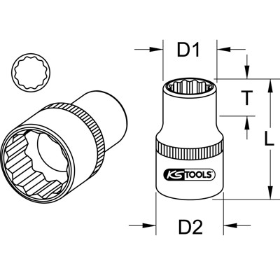 KSTOOLS® - 1/2" CHROMEplus 12kant-Stecknuss, 11mm