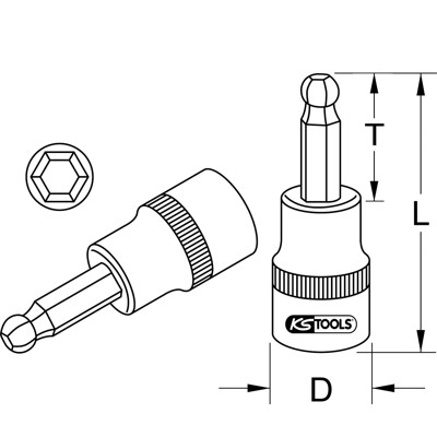 KSTOOLS® - 3/8" Bit-Stecknuss Innensechskant mit Kugelkopf, 4mm