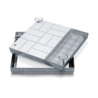 ZARGES - Schachtabdeckung Edelstahl V2A gebeizt, B 500 x T 500mm, Bauhöhe 90mm
