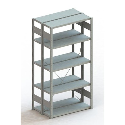 META® - Doppel-Grundregal CLIP 230 S3 2000 x 1000 x 300 RAL 7035 kpl. mit 2 x 5 Böden