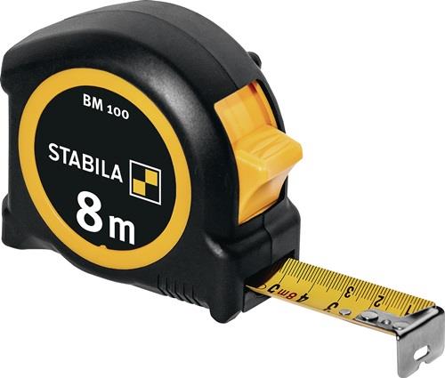 STABILA Taschenrollbandmaß BM 100 L.8m B.25mm mm/mm EG II ABS/TPE Metall-Clip STABILA