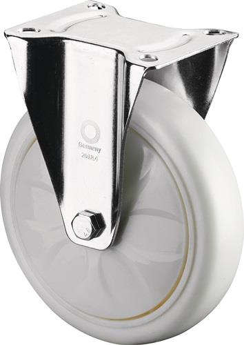Bockrolle D.150mm Trgf.600kg Ku.Platte L138xB110mm Farbe Rl.weiß BS ROLLEN