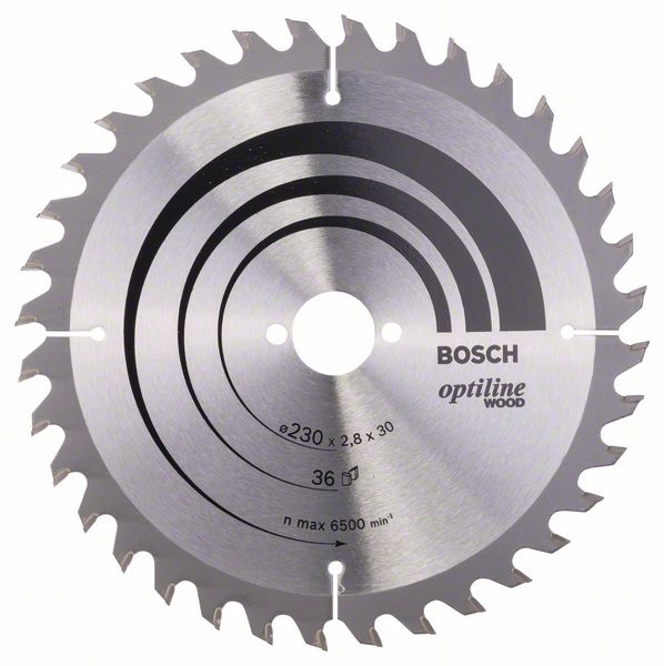 BOSCH Kreissägeblatt Optiline Wood für Handkreissägen, 230 x 30 x 2,8 mm, 36