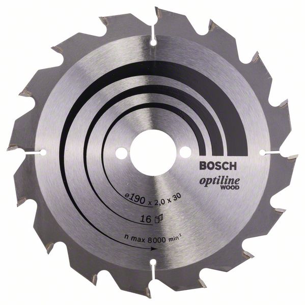 BOSCH Kreissägeblatt Optiline Wood für Handkreissägen, 190 x 30 x 2,0 mm, 16