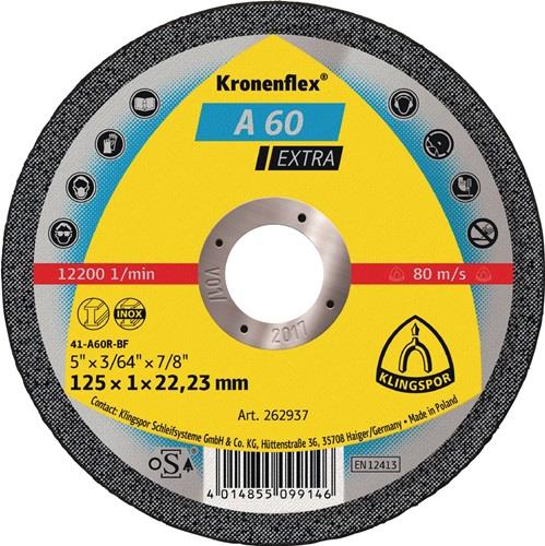 KLINGSPOR Trennscheibe A 60 Extra D115x1mm ger.INOX Bohr.22,23mm KLINGSPOR