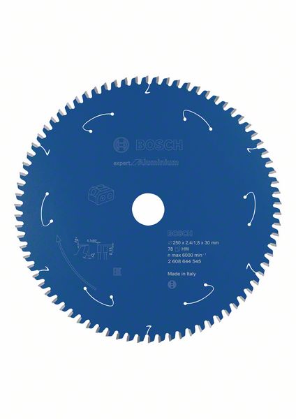 BOSCH Akku-Kreissägeblatt Expert for Aluminium, 250 x 2,4/1,8 x 30, 78 Zähne