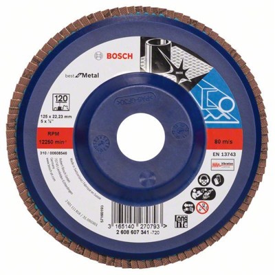 Bosch - Fächerschleifscheibe X571, Best for Metal, gerade, 125mm, 120, Kunststoff