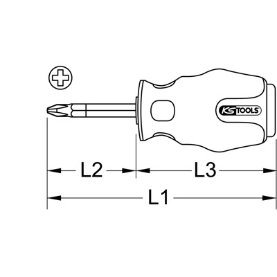 KSTOOLS® - ERGOTORQUEmax Schlagkappen-Schraubendreher, PH2, kurze Form
