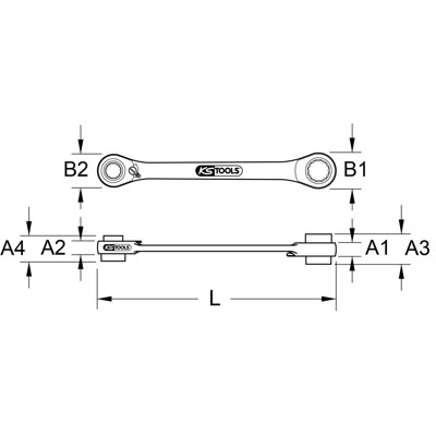 KSTOOLS® - 4 in 1 GEARplus umschaltbar Doppel-Ratschenringschlüssel-Satz, 2-teilig 21-34mm