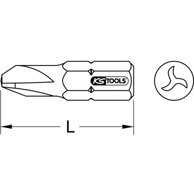 KSTOOLS® - 1/4" Bit TRIWING, 25mm, #3, 5er Pack