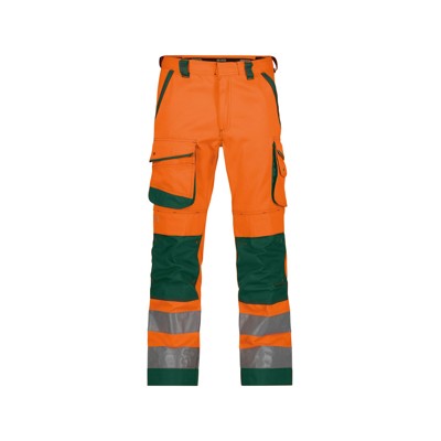 Dassy® - Chicago Warnschutzhose mit Kniepolstertaschen, neonorange/flaschengrün, Schrittlänge Standard, Größe 54