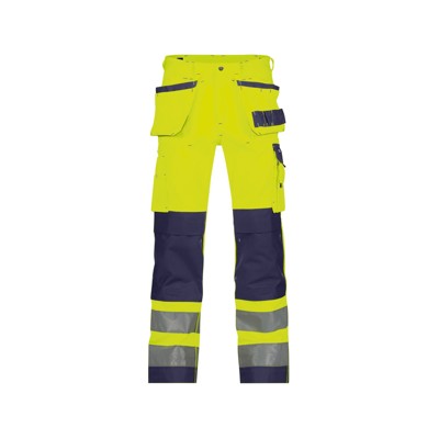 Dassy® - Glasgow Warnschutzhose mit Holstertaschen und Kniepolstertaschen, neongelb/dunkelblau, Schrittlänge Minus, Größe 58