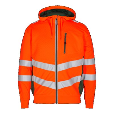 Engel - Safety Sweatcardigan 8025-241, Warnorange/Grün, Größe 6XL