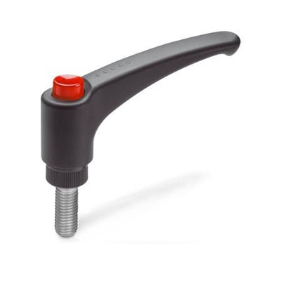 Ganter Norm® - 603.1-44-M6-25-DRT Verstellbare Klemmhebel, mit Ausrastknopf, Kunststoff, Gewindestift Edelstahl