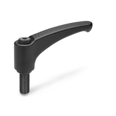 Ganter Norm® - 602-63-M10-80-SW Verstellbare Klemmhebel, Zink-Druckguss, Schraube Stahl