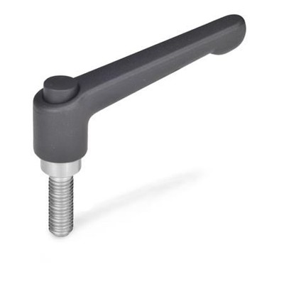 Ganter Norm® - 303.1-78-M10-40-SW-S Verstellbare Klemmhebel, mit Ausrastknopf, Zink-Druckguss, Schraube Edelstahl