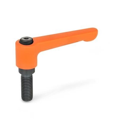 Ganter Norm® - 302-63-M8-32-OS Flache verstellbare Klemmhebel, Zink-Druckguss, Schraube Stahl