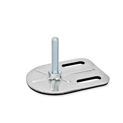Ganter Norm® - 42-80-M10-50-G3-S Stellfüße mit Befestigungslasche, Stahl, verzinkt, Rechteckform