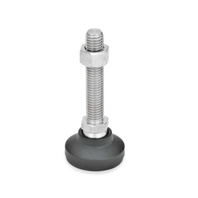 Ganter Norm® - 343.8-32-M8-63-G Gelenkfüße, Fuß Kunststoff / Verstellspindel Edelstahl