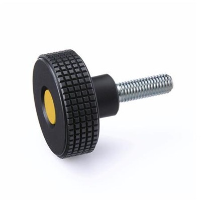 Ganter Norm® - 534-40-M6-30-SW-DGB Kordelgriffschrauben, Kunststoff, Abdeckkappe farbig