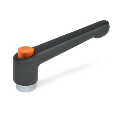 Ganter Norm® - 303.2-30-M4-SW-O Verstellbare Klemmhebel, mit Ausrastknopf, Zink-Druckguss, Buchse Stahl verzinkt