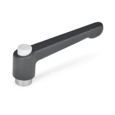 Ganter Norm® - 303.1-78-M10-SW-G Verstellbare Klemmhebel, mit Ausrastknopf, Zink-Druckguss, Buchse Edelstahl