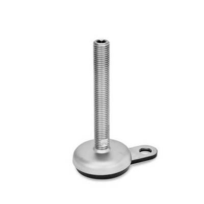 Ganter Norm® - 33-50-M16-75-B1-U Edelstahl-Stellfüße, mit Gummiauflage, mit Befestigungslasche