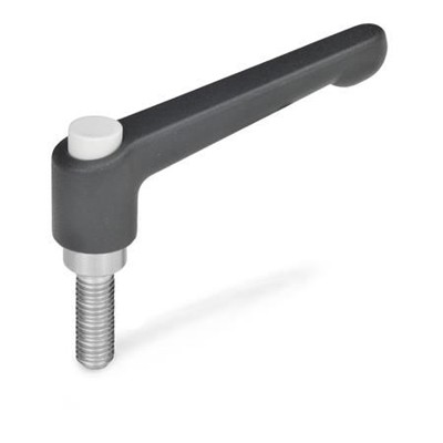 Ganter Norm® - 303.1-78-M10-80-SW-G Verstellbare Klemmhebel, mit Ausrastknopf, Zink-Druckguss, Schraube Edelstahl