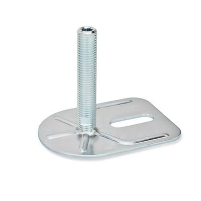 Ganter Norm® - 42-80-M20-75-E0-U Stellfüße mit Befestigungslasche, Stahl, verzinkt, Rechteckform