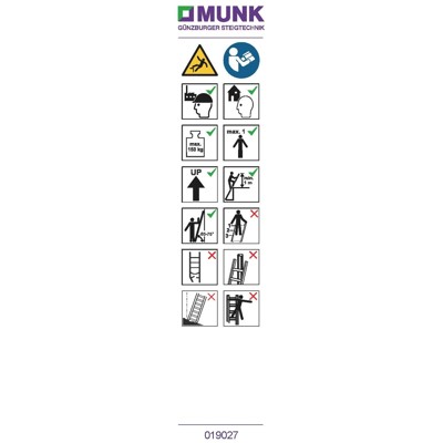 MUNK Günzburger Steigtechnik - Aufkleber Bedienungsanleitung f. Stehleiter, einseitig begehbar