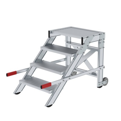 MUNK Günzburger Steigtechnik - Arbeitspodest 4 Stufen, 2 Rollen Stufenbreite 600mm, Breite 600mm L 400mm