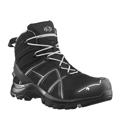 Haix - Sicherheitsstiefel BLACK EAGLE Safety 40.1 mid/black-silver, S3, schwarz/silber, Größe UK 7.5 / EU 41