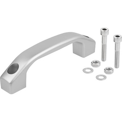KIPP - BÜGELGRIFF, FORM:A MIT DURCHGEHENDER BOHRUNG, A=140, L=170, D=M08, ALUMINIUM SILBER