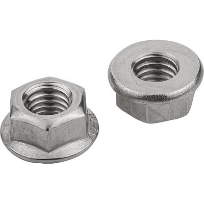 KIPP - SECHSKANTMUTTER MIT FLANSCH EN1661 DIN6923, M06, SW=10, EDELSTAHL A2 BLANK