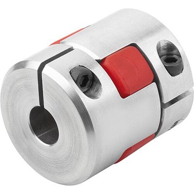 KIPP - ELASTOMER-KLAUENKUPPLUNG MIT RADIALER KLEMMNABE GR.24, D1=25, D2=25, L=78, ALUMINIUM, KOMP:POLYURETHAN, GELB, D4=55