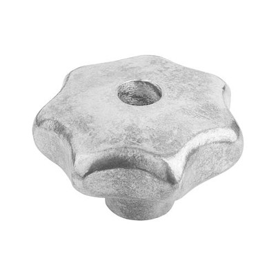 KIPP - STERNGRIFF ÄHNLICH DIN6336 D=M12, D1=63, H=40, FORM:D MIT AUFGEBOHRTEM GEWINDE, ALUMINIUM GLEITGESCHLIFFEN