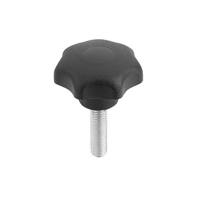 KIPP - STERNGRIFF ÄHNLICH DIN6336 D=M10X30, D1=63, FORM:L, THERMOPLAST SCHWARZ, KOMP:STAHL BLAU-PASSIVIERT,