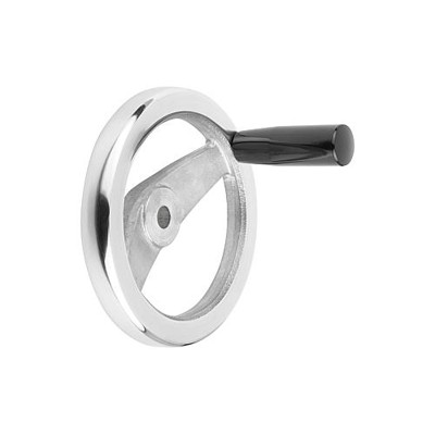 KIPP - 2-SPEICHENHANDRAD D1=100 PASSBOHRUNG D2=10H7, ALUMINIUM, KOMP:DUROPLAST, GRIFF FESTSTEHEND