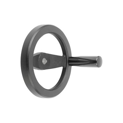 KIPP - 2-SPEICHENHANDRAD D1=125 PASSBOHRUNG MIT NUT D2=14H7, B3=5, T=16,3, ALUMINIUM, SCHWARZ PULVERBESCHICHTET,