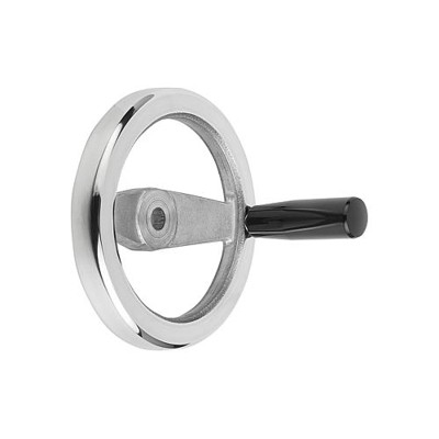 KIPP - 2-SPEICHENHANDRAD D1=100 PASSBOHRUNG D2=12H7, ALUMINIUM, KOMP:DUROPLAST, GRIFF DREHBAR