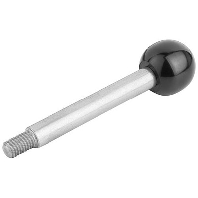 KIPP - GRIFFSTANGE M12, L=160, D=14, FORM:A KUGELKNOPF, EDELSTAHL BLANK, KOMP:DUROPLAST SCHWARZ HOCHGLANZPOLIERT