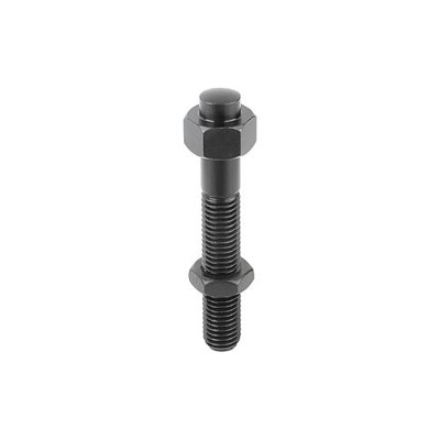 KIPP - AUFLAGEBOLZEN VERSTELLBAR, MIT GEGENMUTTER, AUSSENGEWINDE D=M05, D1=5, H=50, SW=10, VERGÜTUNGSSTAHL GEHÄRTET